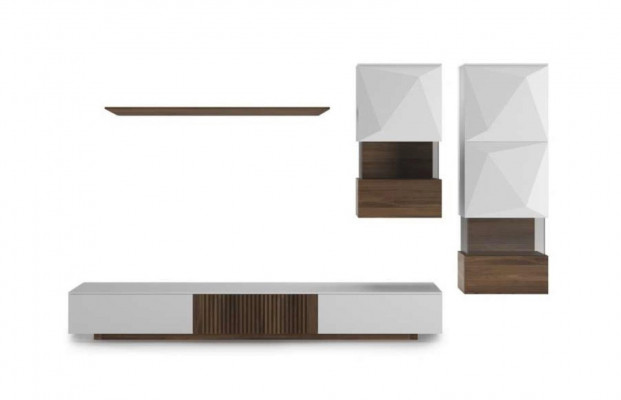 Luxus Noss natur Modern Wäiss Wunnwand TV-Ständer Säiteboard Wandregaler
