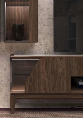 Wunnzëmmermiwwelen Wunnwand hänkend Regal Sideboard brong Luxus Holzmiwwelen