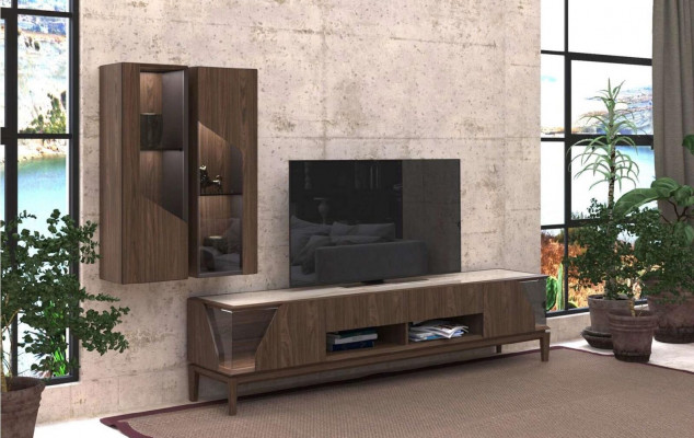 Wunnzëmmermiwwelen Wunnwand hänkend Regal Sideboard brong Luxus Holzmiwwelen