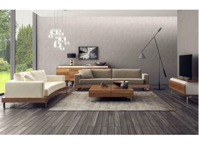 Modern dräisëtzegt Sofa Polsterkanapé Wunnzëmmergarnitur-Set Holzgestell