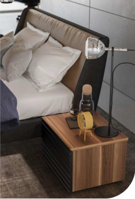 Schlofzëmmer Set Bett 2x Nuetsdësch Komplett Miwwelen Better Walnuss Natur