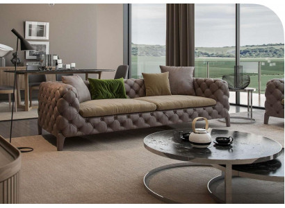 Chesterfield Véiersëtzer Taupe Modern Canapé Wunnzëmmer Miwwelen Modern Nei