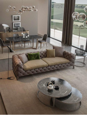 Chesterfield Véiersëtzer Taupe Modern Canapé Wunnzëmmer Miwwelen Modern Nei