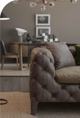Chesterfield Véiersëtzer Taupe Modern Canapé Wunnzëmmer Miwwelen Modern Nei