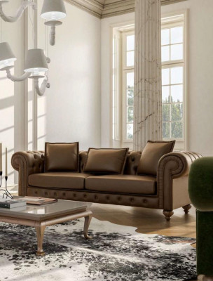 Braune dräi-Sëtz-Stuffcouch Luxus Lieder Still Miwwelen Nei