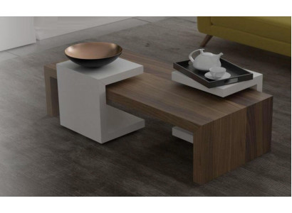 Couchtisch Set Nossbanën Natur Wunnzëmmerméibelen Säitentëscher Modern Neit