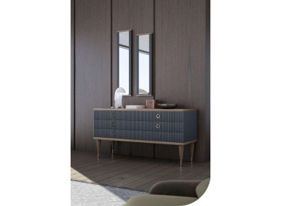 Designer Kommode mat Laden Natur Noss- Matt Anthrazit