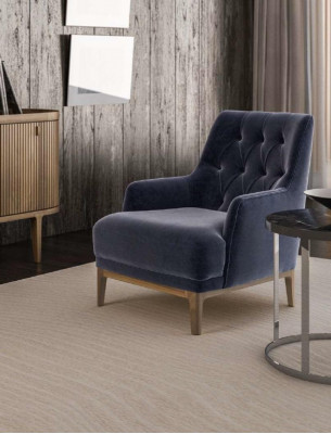 Bloen exklusiven Chesterfield-Fauteuil Wunnzëmmer Eenzele Sëtz Holzgestell