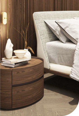 Designer Holz Nuetsdësch Modernen Design Echt Holz Schlofzëmmer Miwwelen