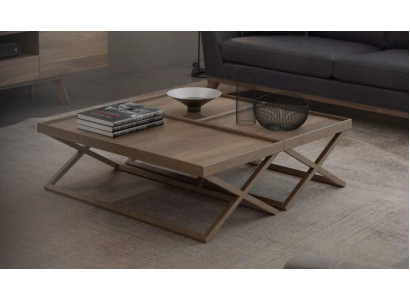 Klappbare Luxus Braun Salontafel Holzdësch Wunnzëmmer Miwwelen Stil Dësch