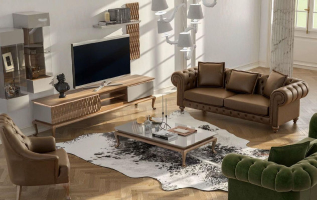 Brongen Chesterfield Eenzaars Wunnzëmmermiwwel Moderne Luxus Fauteuil