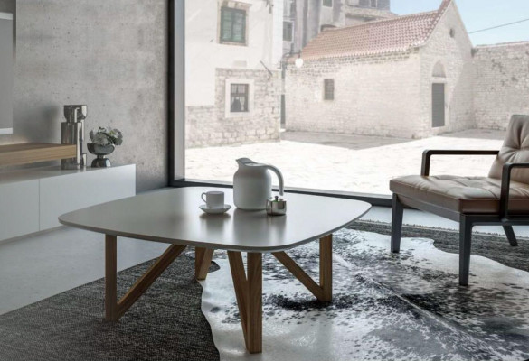 Couchtisch Wunnzëmmer Dësch Luxus Walnuss Natur Designer Bäistelltisch