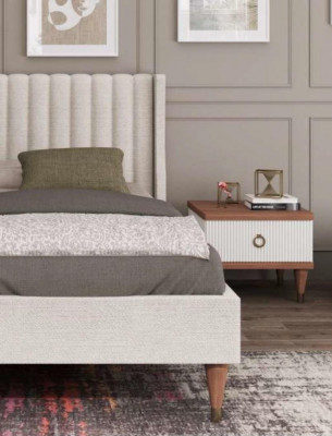Wäissen Nuetsdësch mat Tiräng Holzmöbel Modern Luxus Schlofzëmmermöbel