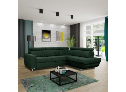 Sofas L-Form Textil Canapé Eckplaz Sëtz Sofa Wunnzëmmer modern Gréng Couchen Miwwelen