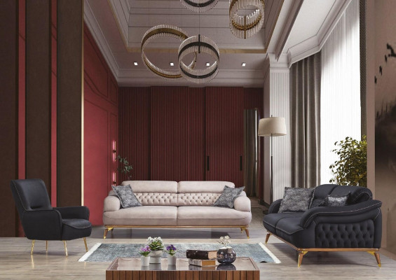 Sofa Garnitur 3+3+1 Sëtzer Garnitur Sofa Sofen Sesselen Luxus Chesterfield