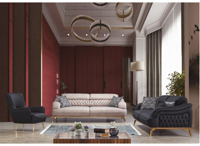 Sofa Garnitur 3+3+1 Sëtzer Garnitur Sofa Sofen Sesselen Luxus Chesterfield