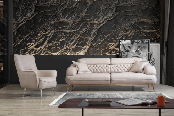 Sofa-Garnitur 3+1 Sëtz Luxus Sofa Sofas Fauteuil Lieder Garnitur Luxus Set