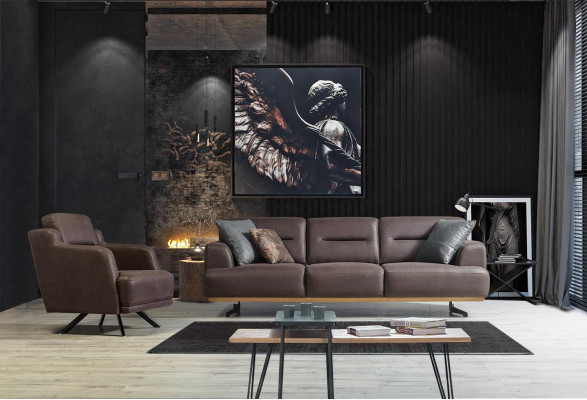 Canapé 3 Sëtzer + Fotel Living-Zëmmer Canapé Fotel Lieder Miwwelen Luxus Set
