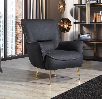 Design Textilstull Wunnzëmmer Lounge Luxus Still Design Miwwel Schwaarz