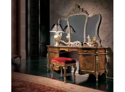 Make-up Dësch Schlofkummer Hocker Spigel Holz Garnitur Designer Miwwel Set