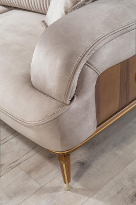 Canapé-Set Garnitur Sofas Fauteuil Dräisëtzer 3+3+1 Sëtzer Textil Blo