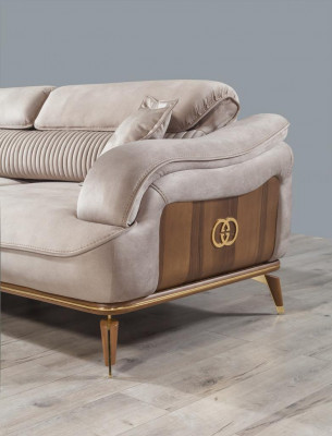 Canapé-Set Garnitur Sofas Fauteuil Dräisëtzer 3+3+1 Sëtzer Textil Blo