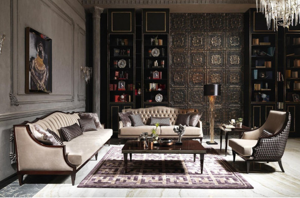 Sofagarnitur Véiersëtzer Dräisëtzer Fotel Gro Couchtischen Stoffsofa