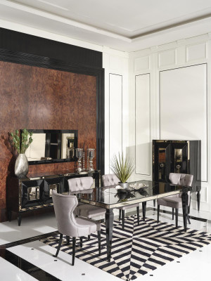 Grousst Iess-Eck Iessgrupp Iesszëmmer Iessdësch Still 10-Deel Schwaarz Holz