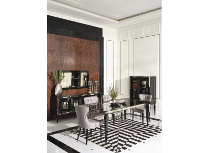 Grousst Iess-Eck Iessgrupp Iesszëmmer Iessdësch Still 10-Deel Schwaarz Holz