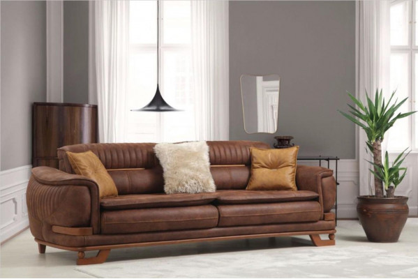 Luxus Dräibettcanapé Dräisiichter Sofa 3 Sëtzer Design Wunnzëmmer Kënschtlech Lieder