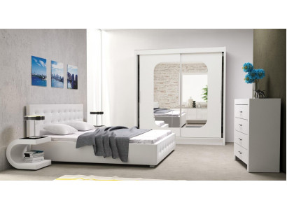 Schlofzëmmer Set Miwwel Modern Luxus Better Bett Textil 2x Nuetsdësch 3 Deeler Nei