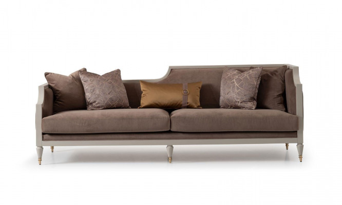 Komplett Couchgarnitur Véiersëtzer 4 Sëtz Stoffsofa Fauteuil Braun 3 Stéck