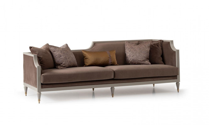 Komplett Couchgarnitur Véiersëtzer 4 Sëtz Stoffsofa Fauteuil Braun 3 Stéck