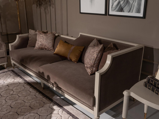 Sofagarnitur Véiersëtz 4 Sëtz Dësch Stoffsofa Polstersofa Braun