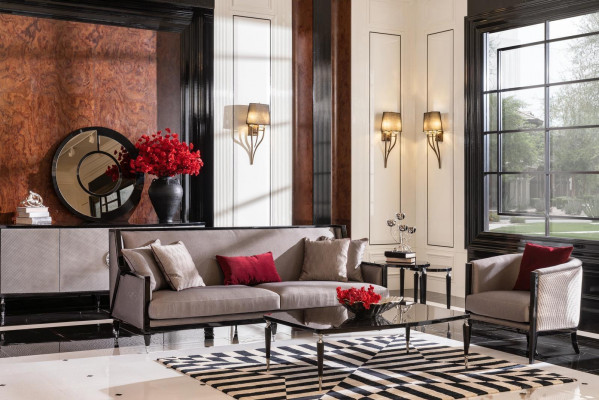 Sofagarnitur Dräisëtzer Fotell Couchtische Set 5tlg Gro Stoffsofa