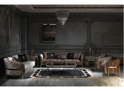 Soffagarnitur Drësëtzeger Fauteuil Beige Stoffsëff Polstersëff Sofa Modern