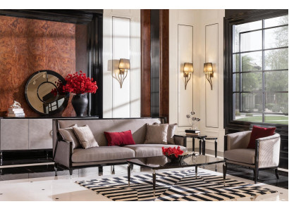 Komplett Sofa Set, Dräisëtzer, Fotell, Dësch Set 3 Stécker Grau