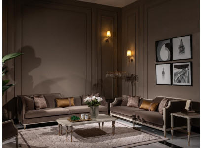 Véier-Sëtz Sofa Garnitur 4 Sëtz Sofa Stoffsofa Polstersofa Brong Set