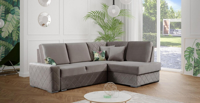 Schlofcanapé Samt Bettfunktioun Sëtz Lieder Lounge Wunnlandschaft Eckcanapé L-Form Nei