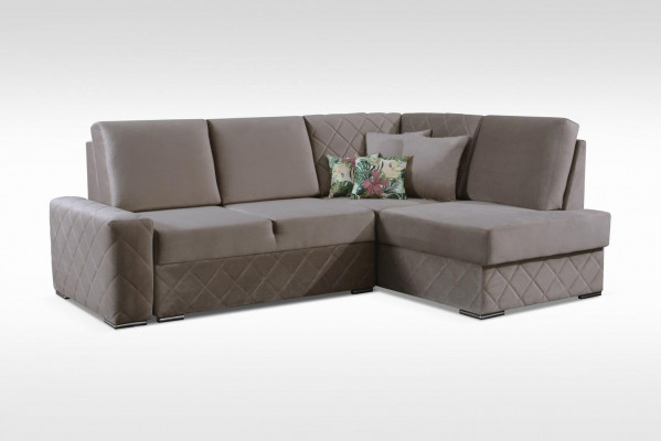 Schlofcanapé Samt Bettfunktioun Sëtz Lieder Lounge Wunnlandschaft Eckcanapé L-Form Nei