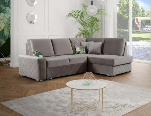 Schlofcanapé Samt Bettfunktioun Sëtz Lieder Lounge Wunnlandschaft Eckcanapé L-Form Nei