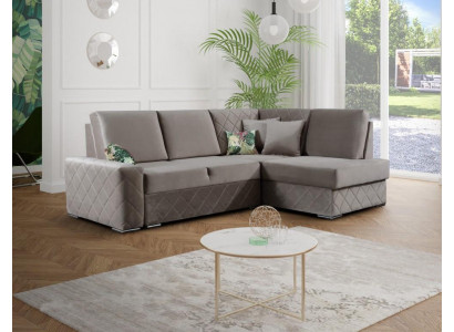 Schlofcanapé Samt Bettfunktioun Sëtz Lieder Lounge Wunnlandschaft Eckcanapé L-Form Nei