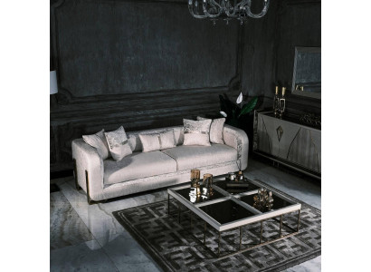 Drësëtzer Canapé 3 Sëtz Dësch Gray Polstersofa Stoffsofa Set 2-Deeler
