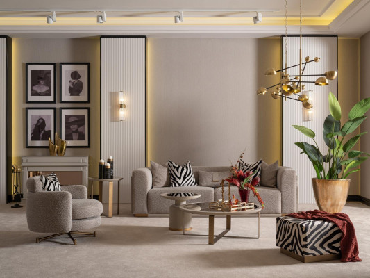 Canapé-Set Véiersëtz Sëtz Plëséierstoffsofa Polstersofa Gro Set 3tlg