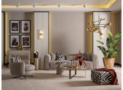 Canapé-Set Véiersëtz Sëtz Plëséierstoffsofa Polstersofa Gro Set 3tlg