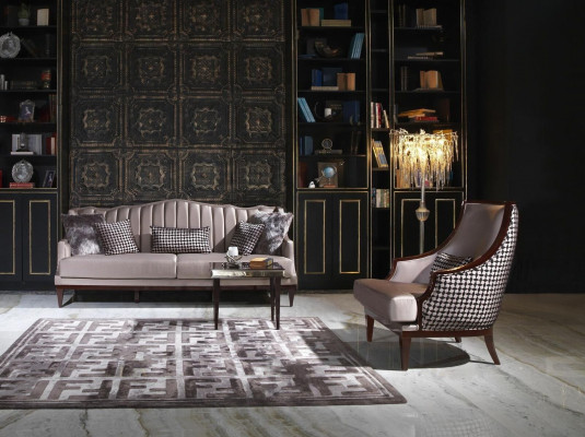 Canapé-Set Véiersëtzer Fauteuil Stoffsofa Gro Polstersofa 4 Sëtzer Set