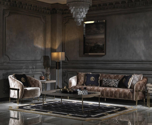 Couchgarnitur Drësëtzer Fauteuil Beige Stoffsofa Polstersofa Couchtisch