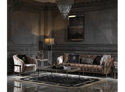 Couchgarnitur Drësëtzer Fauteuil Beige Stoffsofa Polstersofa Couchtisch