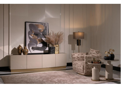 Wunnzëmmer Komplett Fautuellen Säitebrett Bäistelltëscher Set 4-Stéck Beige