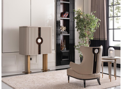 Fotellsgrupp Wunnzëmmer Barschränk Modern Ouerfotell Beige Schaf